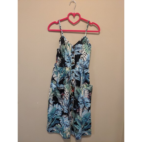 Other - Tropical Faux Button Front Sun Dress